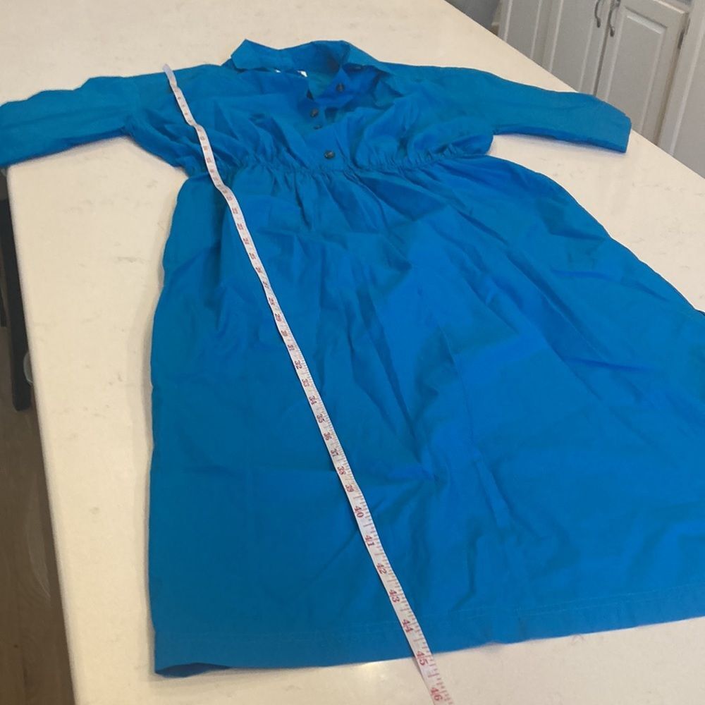 Etica 100% Organic Cotton Poplin Tina Midi Shirt Dress Blue Small - Picture 5 of 9